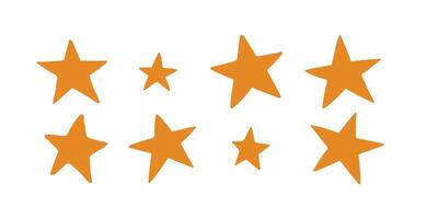 vintage stars with cracks and stains. Old hand-drawn sign, black simple shape. Retro design element with distressed effect, grunge texture vector
