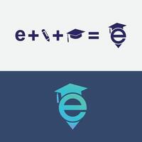 Letter E Graduation Cap Education Logo Design vector