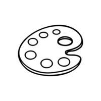 An artist's palette with several paint wells, designed for mixing colors. The palette is white with a classic shape, ideal for painting activities. vector