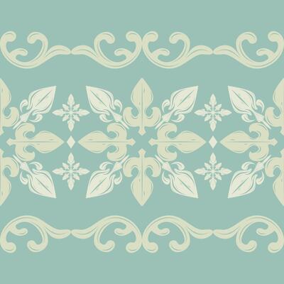 Elegant Luxury Ivory Flowers Whitework Pattern Elaborate Scroll Ornament on Pastel Green Jade Background. Traditional Baroque Royal Medieval for Rich Decoration Tiles Wallpaper Carpet Floor Mosaic Rug