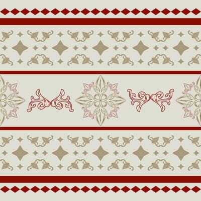Classic Border Artistic Ornament With Gold Red Wine on Celadon Background. Luxury Style Baroque Art and Geometric Combine Pattern for Border Striped Fashion Textiles Fabrics Apparel Tiles Mosaic Scarf