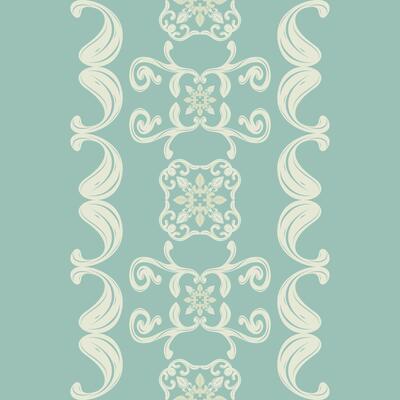 Dainty Grand Whitework Knit Embroidery Border Pattern with Ivory Ornament on Green Jade Background. Classic Medieval Baroque European Style for Luxury Decoration Wallpaper Lace Bedding Handicraft Tile