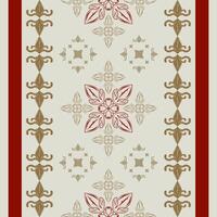 Gorgeous Victorian Eras Scroll Ornaments Luxury Intricate Design with Red Wine and Gold on Celadon Background Seamless Striped Border Pattern. Florals Art Work Wealth Rome Style for Apparel Embroidery vector