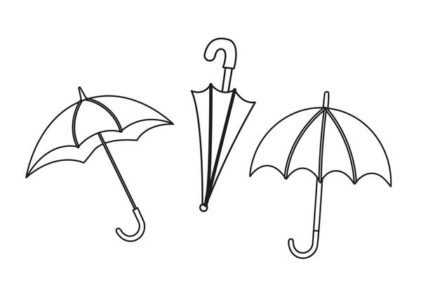 Cute outline autumn umbrellas set
