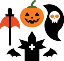 Halloween icons illustration features spooky vector
