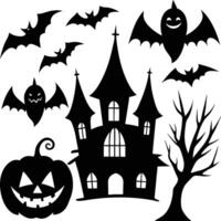 Spooky Halloween design elements in silhouette style Perfect for festive decorations vector