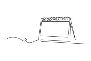 Continuous line minimalist sketch of a desk calendar isolated vector