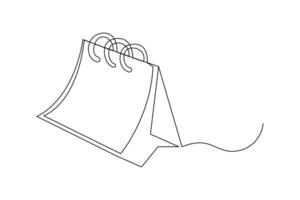 Isolated single line drawing of a table calendar in minimal design vector