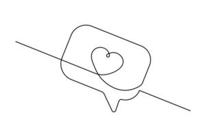 Creative continuous one line speech bubble drawing in minimal style vector