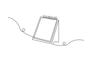 Table calendar hand drawn in one line minimalist black outline vector