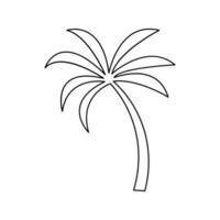 Palm tree in minimal one line art style simple tropical sketch isolated summer plant illustration vector