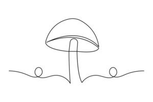 Artistic mushroom icon in clean one line style vector