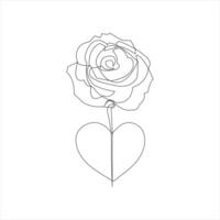 Rose art with one line minimalist floral sketch style vector