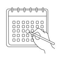 Table calendar continuous one line drawing in minimalist style isolated on white background vector