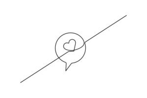 Stylish speech bubble outline hand drawn in minimalist single line art vector
