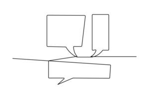 Abstract one line speech bubble drawing in minimalist hand drawn style vector