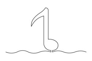 Continuous one line drawing of music symbol with minimalist design vector