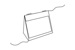 Minimalist one line artwork of a table calendar isolated on white vector