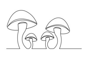 Mushroom icon in minimalist style with continuous one line drawing and simple clean outline illustration vector