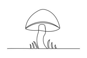 Single line mushroom drawing in modern minimalist style with clean and simple isolated design vector