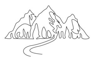 Isolated mountain line drawing icon vector