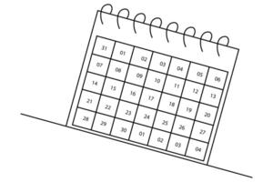 Desk calendar one line minimalist drawing with isolated black outline style vector
