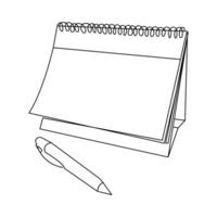 One line table calendar drawing in minimalist black outline style on white background vector