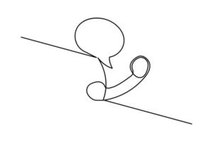 Speech bubble in clean one line drawing with simple outline shape vector