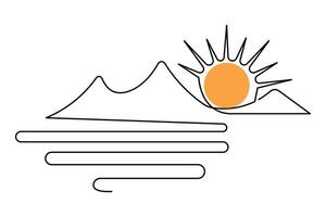 Geometric mountain shape in one line vector