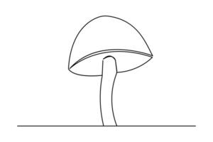 Minimal one line mushroom icon with simple outline vector