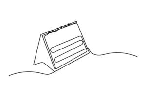 Minimal desk calendar continuous line sketch isolated in simple modern style vector