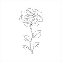 Minimal rose flower sketch drawn with one line continuous technique vector