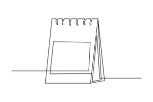 Hand drawn table calendar using one line minimalist art isolated on white vector