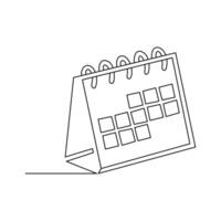 Modern minimalist one line drawing of a desk calendar outline vector