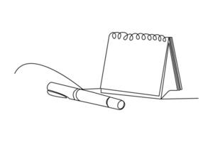 Clean outline single line sketch of a desk calendar minimal style vector