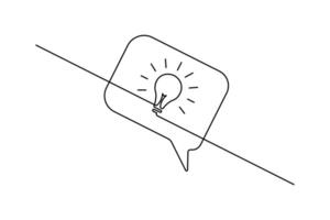 Continuous line drawing of speech bubble minimalist style outline illustration vector
