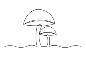 Minimalist mushroom icon with continuous outline vector