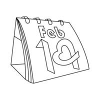 One line art of a table calendar in simple minimalistic outline style vector