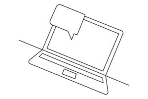 Elegant one line drawing of speech bubble in minimal hand drawn style vector