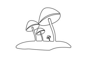 Simple mushroom icon in single line minimalist art vector