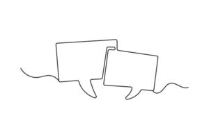 Speech bubble single line minimalist sketch with modern outline aesthetic vector