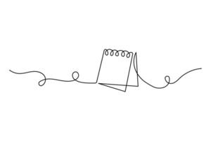 Table calendar drawn in single continuous line minimal style vector