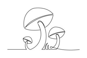 Creative mushroom icon using one continuous line vector
