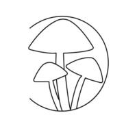 Minimal outline mushroom icon with simple form vector