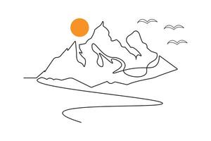 Simple illustration of mountain continuous single line drawing vector