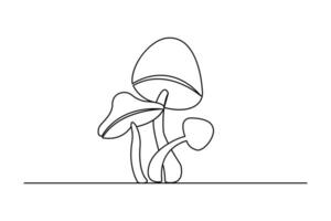 Minimal mushroom icon in elegant single line drawing vector