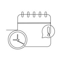 Minimalist calendar table illustration drawn with one continuous line vector