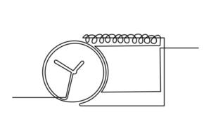 One line drawing of a table calendar in minimalist style isolated on white background vector