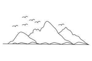 Abstract line art mountain scene vector