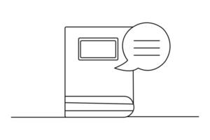 Contemporary one line art of speech bubble in minimal clean outline vector